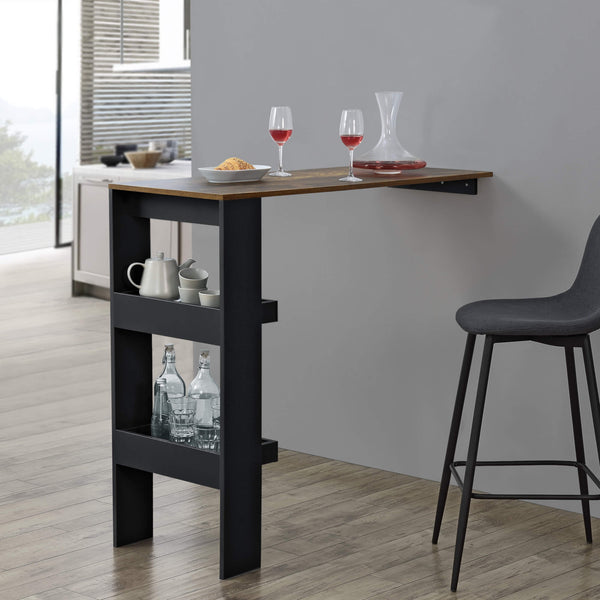 Tavolo da bar Bromölla 120x45x106 cm Nero/Rovere scuro