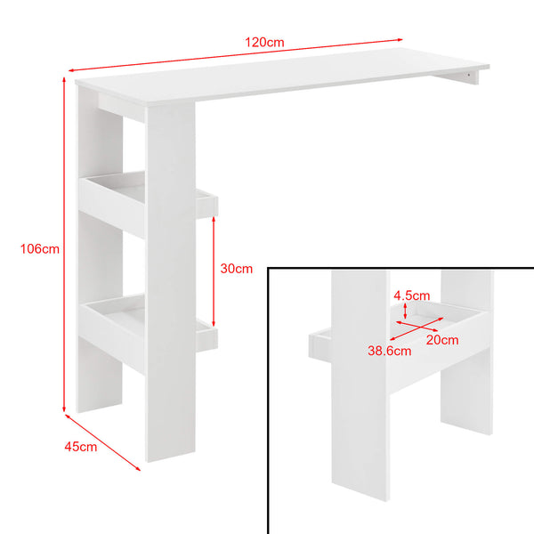 Bartisch Bromölla 120x45x106 cm Weiss