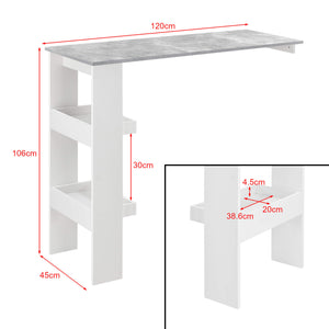 Tavolo da bar Bromölla 120x45x106 cm bianco/effetto cemento 