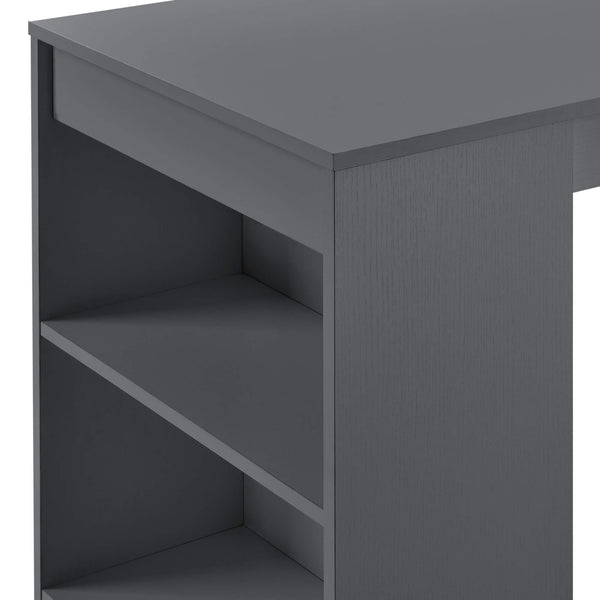 Tavolo da bar Kouvala 110x50x103 cm, mobile bar per la casa con 3 scomparti, grigio scuro