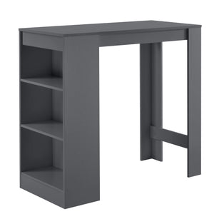 Tavolo da bar Kouvala 110x50x103 cm, mobile bar per la casa con 3 scomparti, grigio scuro
