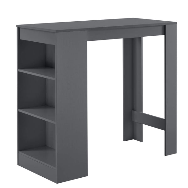 Tavolo da bar Kouvala 110x50x103 cm, mobile bar per la casa con 3 scomparti, grigio scuro