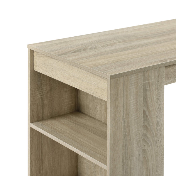Kouvala bar table 110x50x103 cm, home bar with 3 compartments, oak look