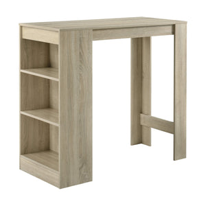 Kouvala bar table 110x50x103 cm, home bar with 3 compartments, oak look