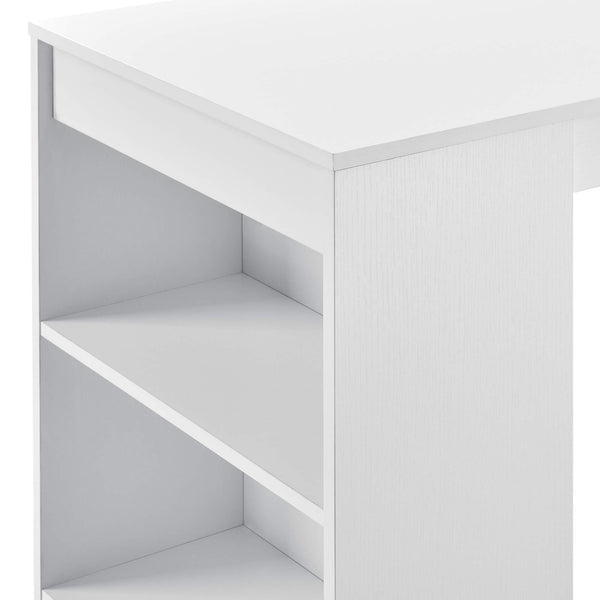 Tavolo da bar Kouvala 110x50x103 cm bar per la casa con 3 scomparti bianco
