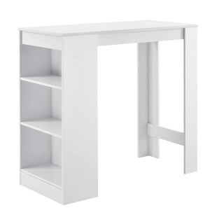 Tavolo da bar Kouvala 110x50x103 cm bar per la casa con 3 scomparti bianco