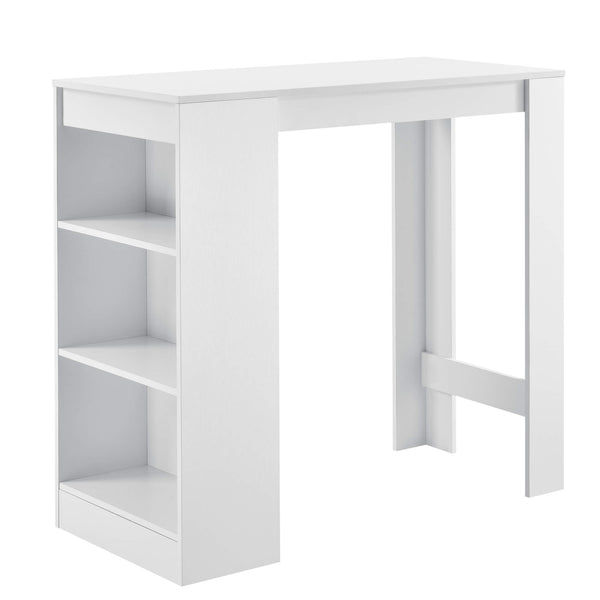 Tavolo da bar Kouvala 110x50x103 cm bar per la casa con 3 scomparti bianco