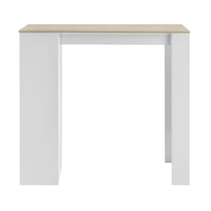 Tavolo da bar Kouvala 110x50x103 cm, bar per la casa con 3 scomparti, effetto bianco/rovere