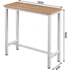 Bartisch aus Metall, Tischplatte aus MDF, 100x40x100 cm eiche hell