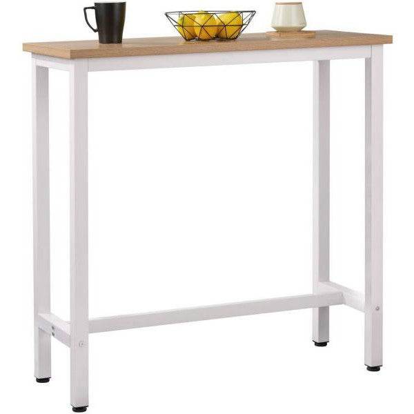 Bartisch aus Metall, Tischplatte aus MDF, 100x40x100 cm eiche hell