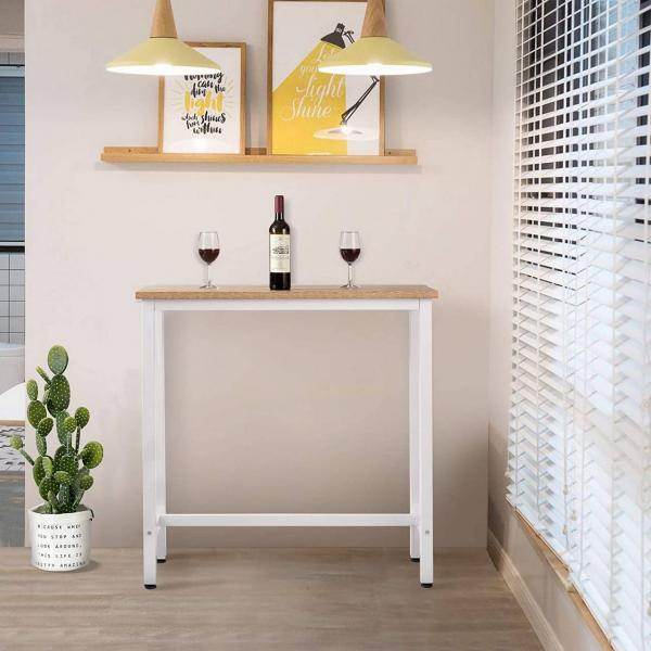 Bartisch aus Metall, Tischplatte aus MDF, 100x40x100 cm eiche hell