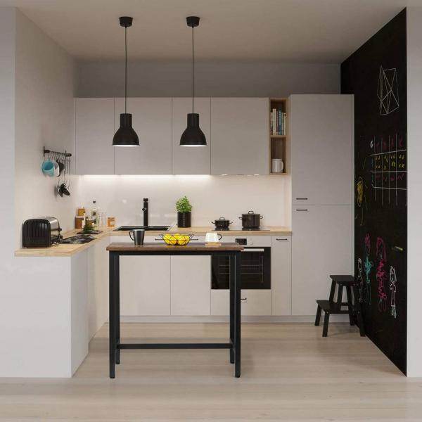 Bartisch aus Metall, Tischplatte aus MDF, 100x40x100 cm holz vintage