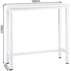 Bartisch aus Metall, Tischplatte aus MDF, 100x40x100 cm weiss