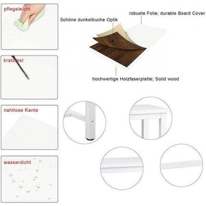 Bartisch aus Metall, Tischplatte aus MDF, 100x40x100 cm weiss