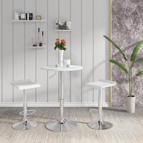 Bartisch höhenverstellbar 68-88 cm Partytisch Weiss