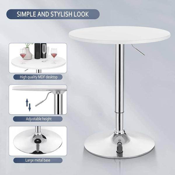 Bartisch höhenverstellbar 68-88 cm Partytisch Weiss