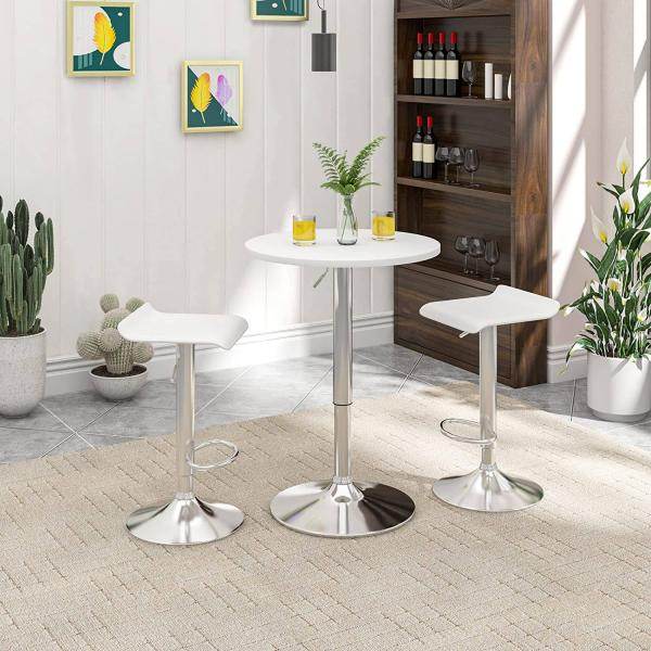 Bartisch höhenverstellbar 68-88 cm Partytisch Weiss