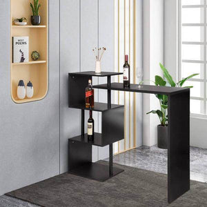 Bartisch mit 3 Ablageflächen aus Metall & MDF, drehbar schwarz