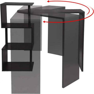 Bartisch mit 3 Ablageflächen aus Metall & MDF, drehbar schwarz