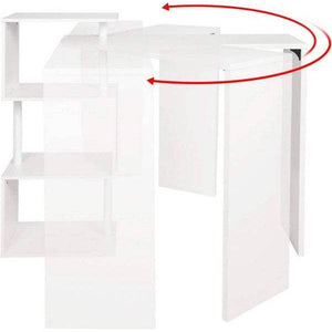 Bartisch mit 3 Ablageflächen aus Metall & MDF, drehbar weiss