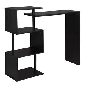 Bartisch mit 3 Ablageflächen aus Metall & MDF, drehbar schwarz
