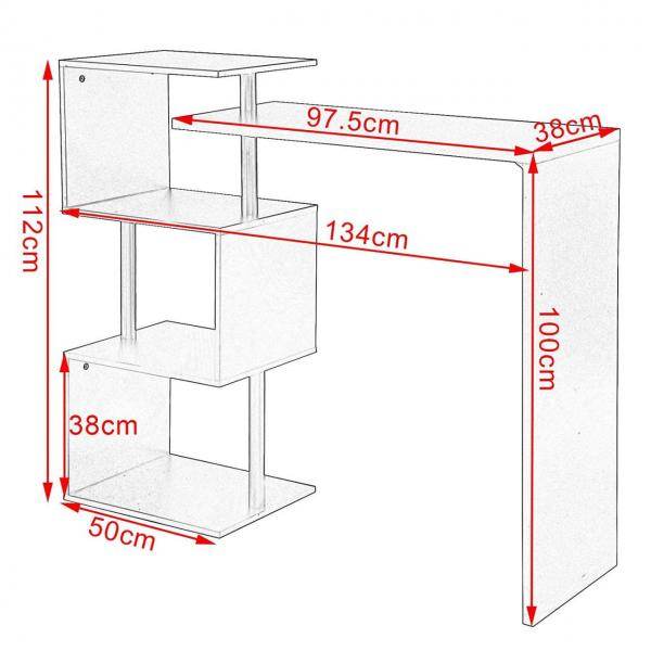 Bartisch mit 3 Ablageflächen aus Metall & MDF, drehbar schwarz