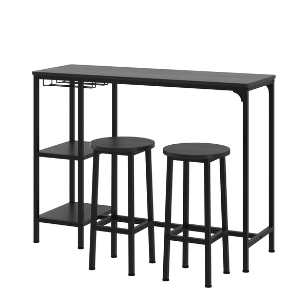 Bartisch mit Barhocker Set HOVMARK 120 x 40 x 90 cm schwarz