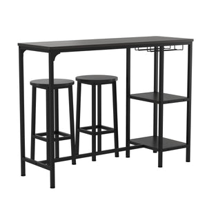 Bartisch mit Barhocker Set HOVMARK 120 x 40 x 90 cm schwarz