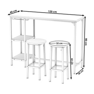 Bartisch mit Barhocker Set HOVMARK 120 x 40 x 90 cm schwarz