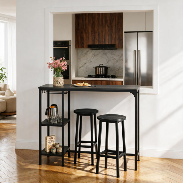 Bartisch mit Barhocker Set HOVMARK 120 x 40 x 90 cm schwarz