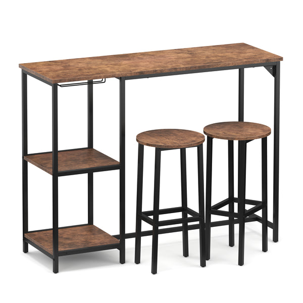 Vintage bar table and bar stool set BONITA 120 x 40 x 91 cm