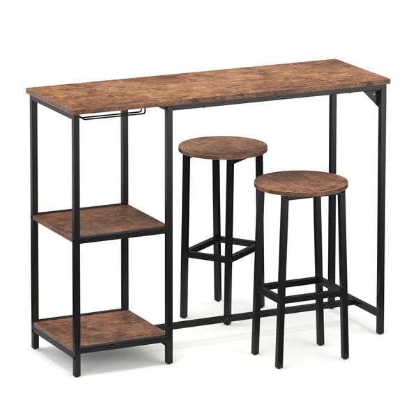 Vintage bar table and bar stool set BONITA 120 x 40 x 91 cm