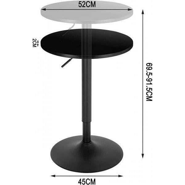 Bartisch mit runder Tischplatte höhenverstellbar aus MDF Metall