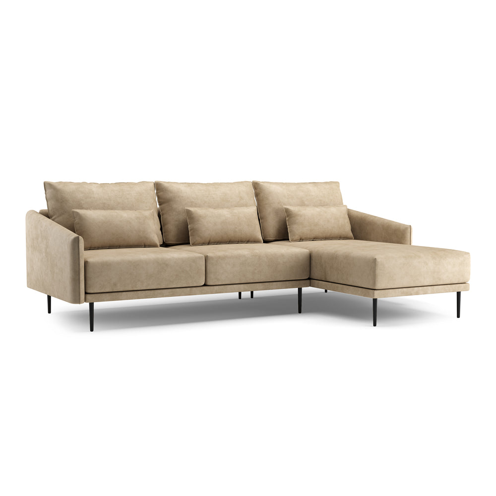 Divano angolare in pelle LIV destra beige