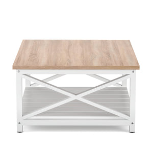 Beistelltisch BRAVON 79 x 79 x 45 cm weiss/braun