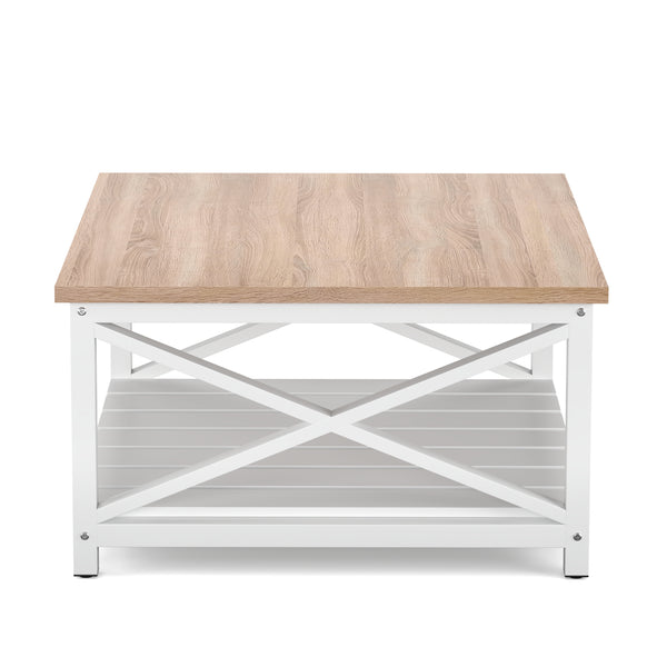 Beistelltisch BRAVON 79 x 79 x 45 cm weiss/braun