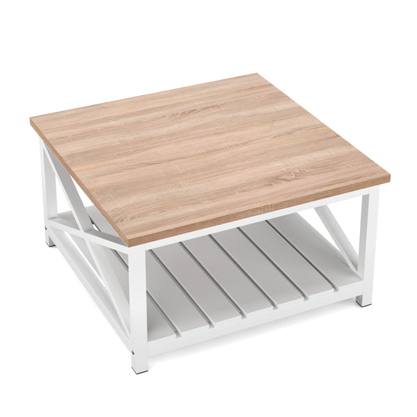 Beistelltisch BRAVON 79 x 79 x 45 cm weiss/braun