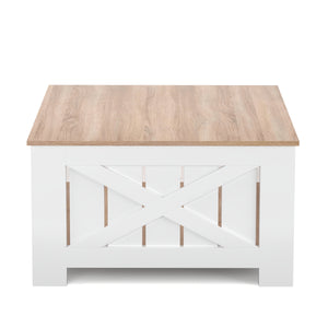 Beistelltisch BRAVON 80 x 80 x 45 cm weiss/braun