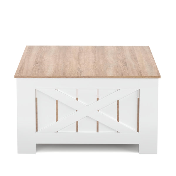 Beistelltisch BRAVON 80 x 80 x 45 cm weiss/braun