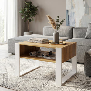 Beistelltisch CHELSEA 65 x 54 x 45 cm braun/weiss