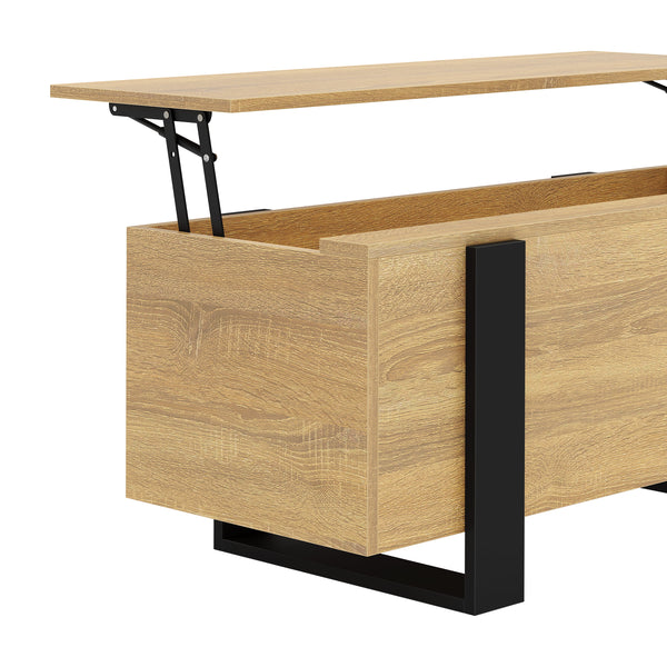 Beistelltisch CHELSEA mit Stauraum 98 x 50 x 40 cm hellbraun/schwarz