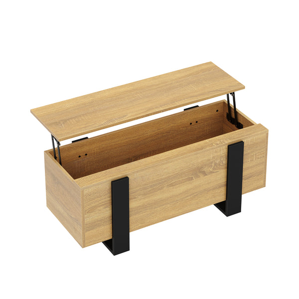 Beistelltisch CHELSEA mit Stauraum 98 x 50 x 40 cm hellbraun/schwarz