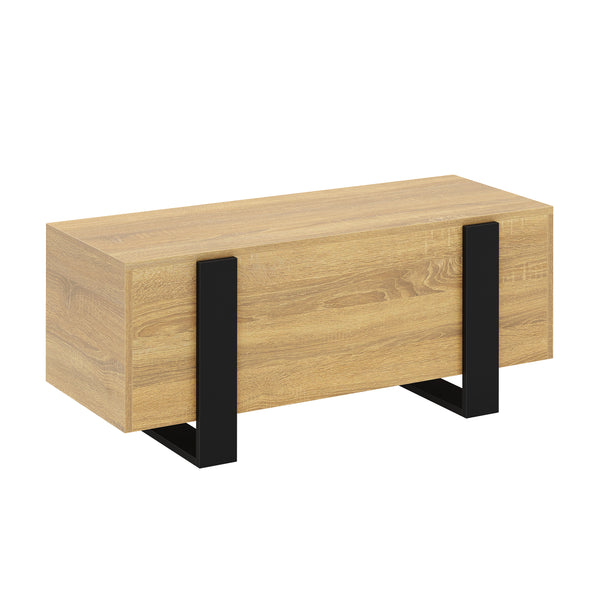 Beistelltisch CHELSEA mit Stauraum 98 x 50 x 40 cm hellbraun/schwarz
