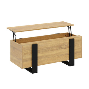Beistelltisch CHELSEA mit Stauraum 98 x 50 x 40 cm hellbraun/schwarz
