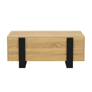 Beistelltisch CHELSEA mit Stauraum 98 x 50 x 40 cm hellbraun/schwarz