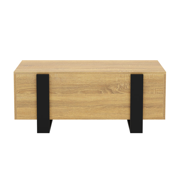 Beistelltisch CHELSEA mit Stauraum 98 x 50 x 40 cm hellbraun/schwarz