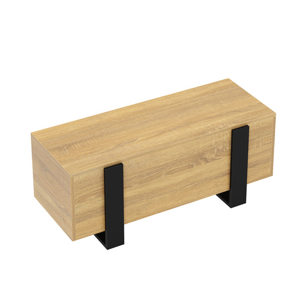Beistelltisch CHELSEA mit Stauraum 98 x 50 x 40 cm hellbraun/schwarz