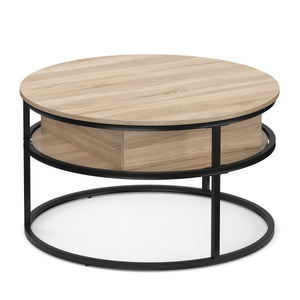 Beistelltisch FLEXORA rund mit Stauraum 80 x 47 - 62 cm braun