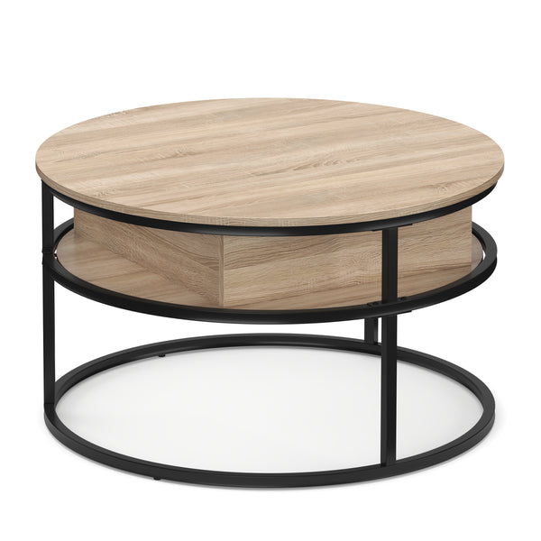 Beistelltisch FLEXORA rund mit Stauraum 80 x 47 - 62 cm braun