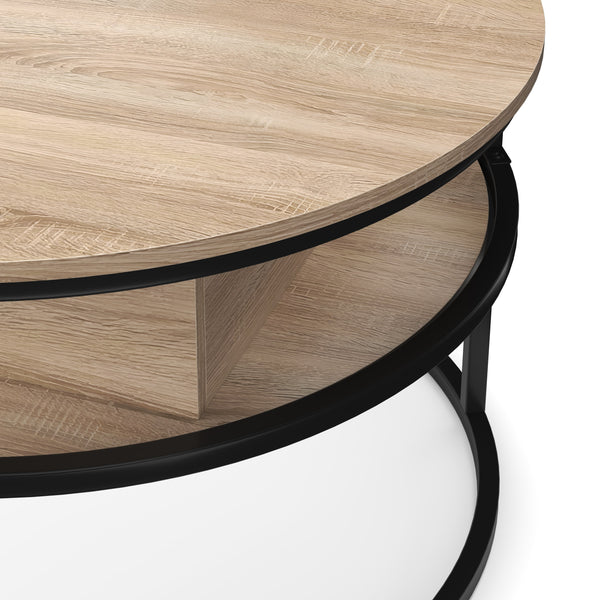 Beistelltisch FLEXORA rund mit Stauraum 80 x 47 - 62 cm braun